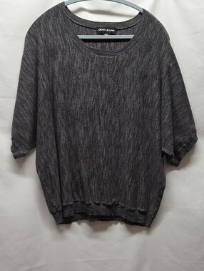 Dkny Heathered Charcoal Short-Sleeve Knit Pullover